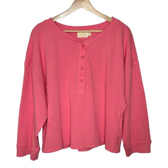 NWOT Nation Ltd Alix Oversized Henley Top in Babydoll Coral Size L - Picture 5 of 10